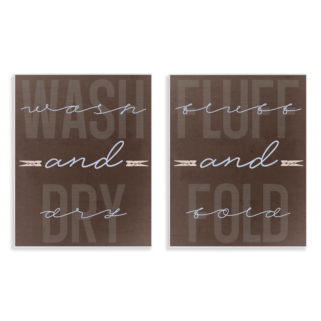 Stupell Industries Laundry Words in Brown 2pc Wall Plaque Set, design by Marcus Prime